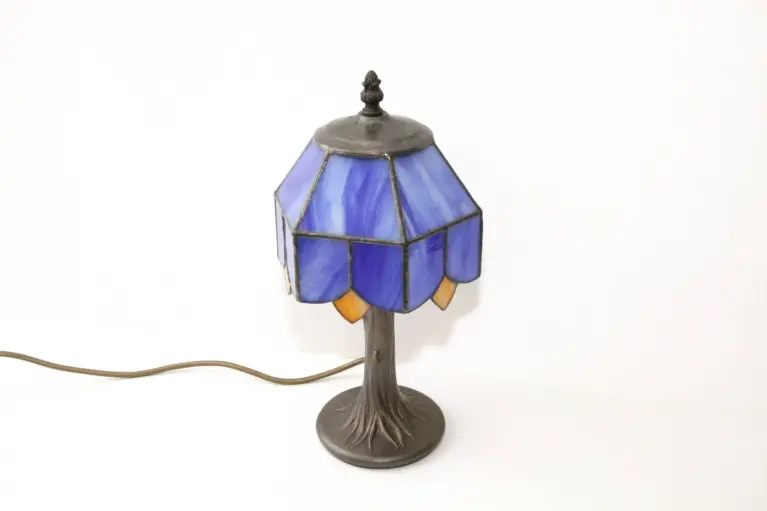 Tischleuchte Tischlampe Tiffany Messing Massiv Vintage Retro