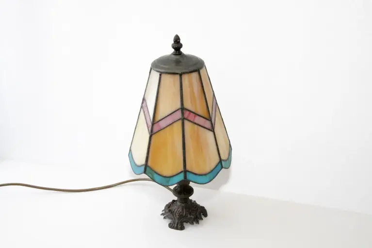 Tischleuchte Tischlampe Tiffany Messing Massiv Vintage Antik