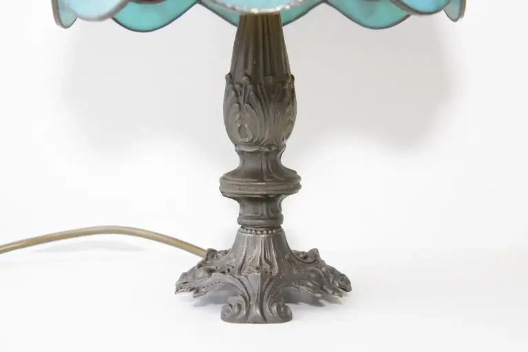Tischleuchte Tischlampe Tiffany Messing Massiv Vintage Antik