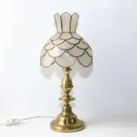 Tischleuchte Tischlampe Tiffany Messing 70er Vintage Retro