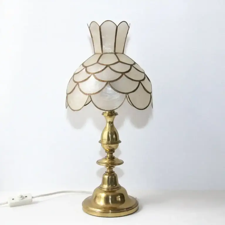 Tischleuchte Tischlampe Tiffany Messing 70er Vintage Retro