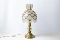 Tischleuchte Tischlampe Tiffany Messing 70er Vintage Retro