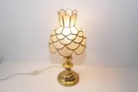 Tischleuchte Tischlampe Tiffany Messing 70er Vintage Retro