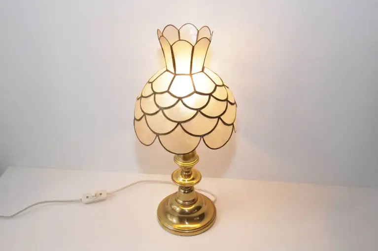 Tischleuchte Tischlampe Tiffany Messing 70er Vintage Retro