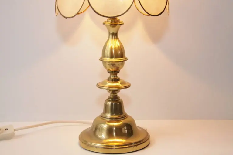 Tischleuchte Tischlampe Tiffany Messing 70er Vintage Retro