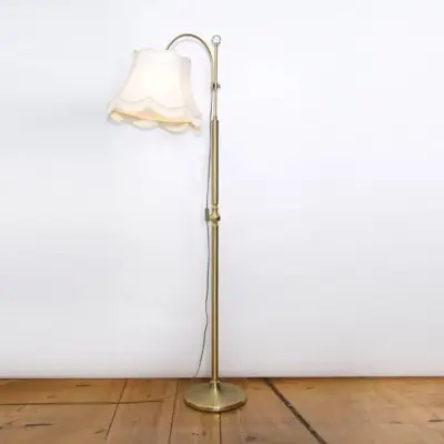 Stehlampe Messing Gold Beige Fransen 80er J Vintage