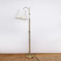 Stehlampe Messing Gold Beige Fransen 80er J Vintage