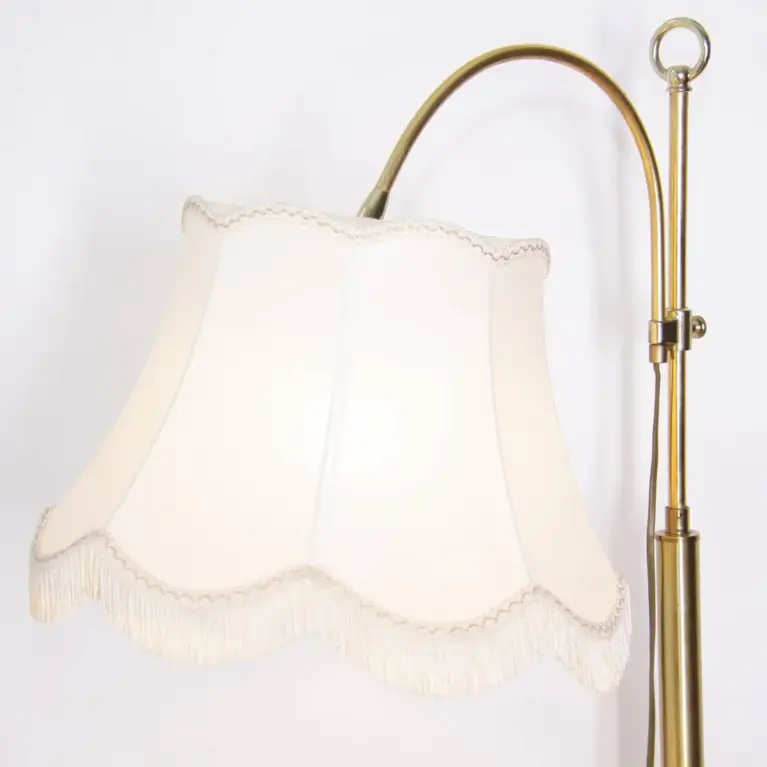 Stehlampe Messing Gold Beige Fransen 80er J Vintage