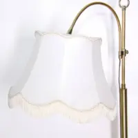 Stehlampe Messing Gold Beige Fransen 80er J Vintage