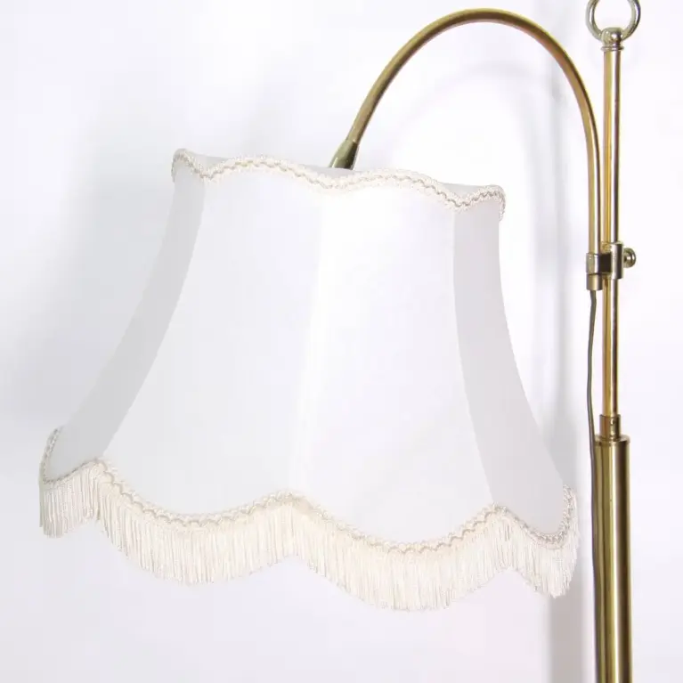 Stehlampe Messing Gold Beige Fransen 80er J Vintage