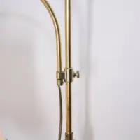 Stehlampe Messing Gold Beige Fransen 80er J Vintage