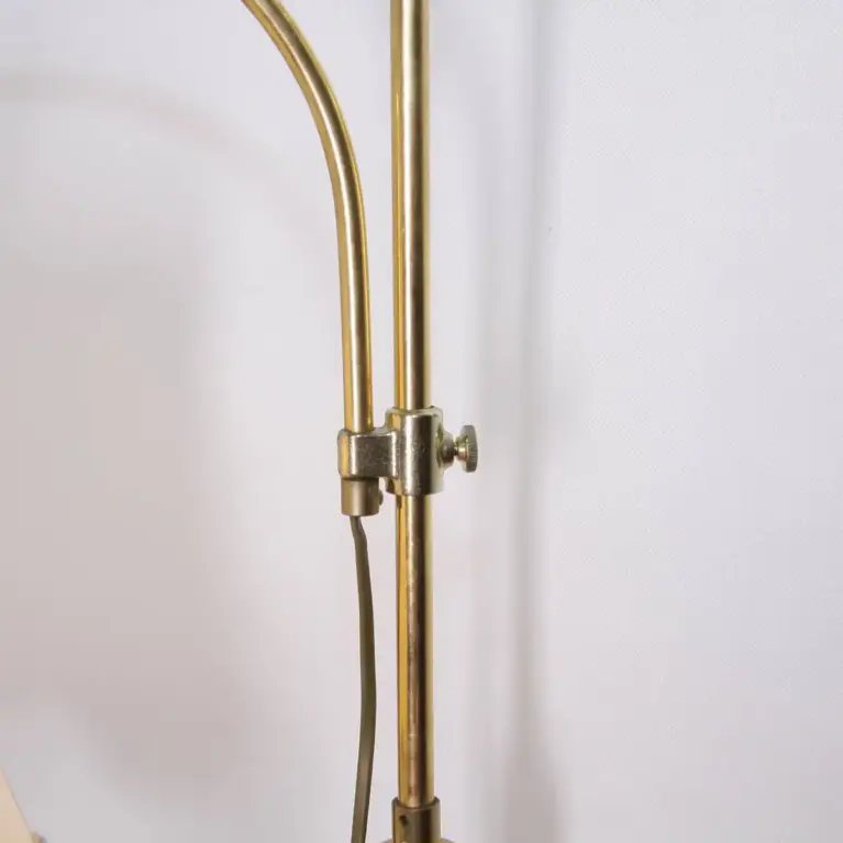 Stehlampe Messing Gold Beige Fransen 80er J Vintage
