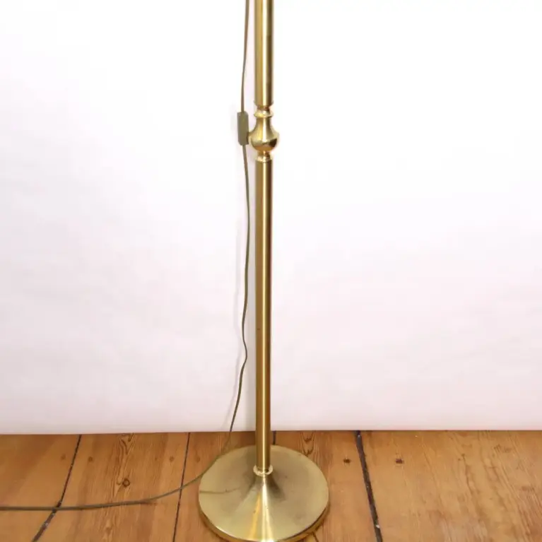Stehlampe Messing Gold Beige Fransen 80er J Vintage