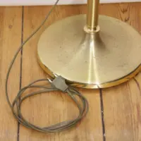 Stehlampe Messing Gold Beige Fransen 80er J Vintage