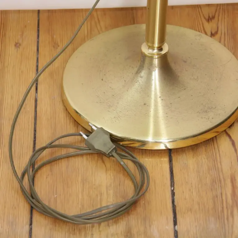 Stehlampe Messing Gold Beige Fransen 80er J Vintage