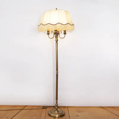 Stehlampe Messing Antik-Gold Beige 160cm 70er Jahre Retro Vintage