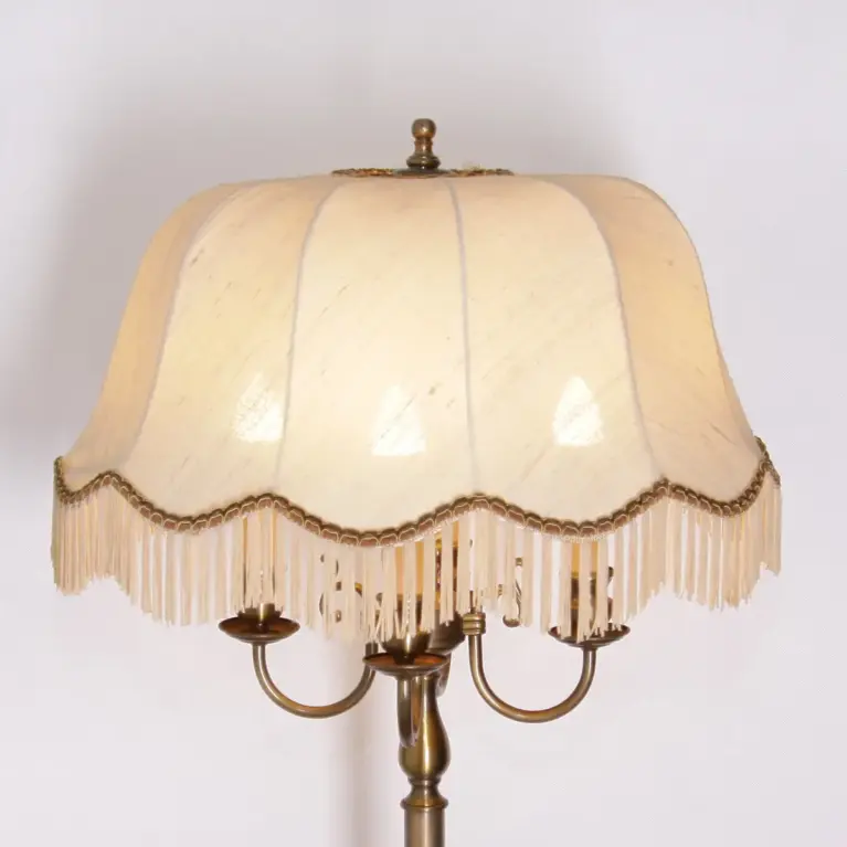 Stehlampe Messing Antik-Gold Beige 160cm 70er Jahre Retro Vintage