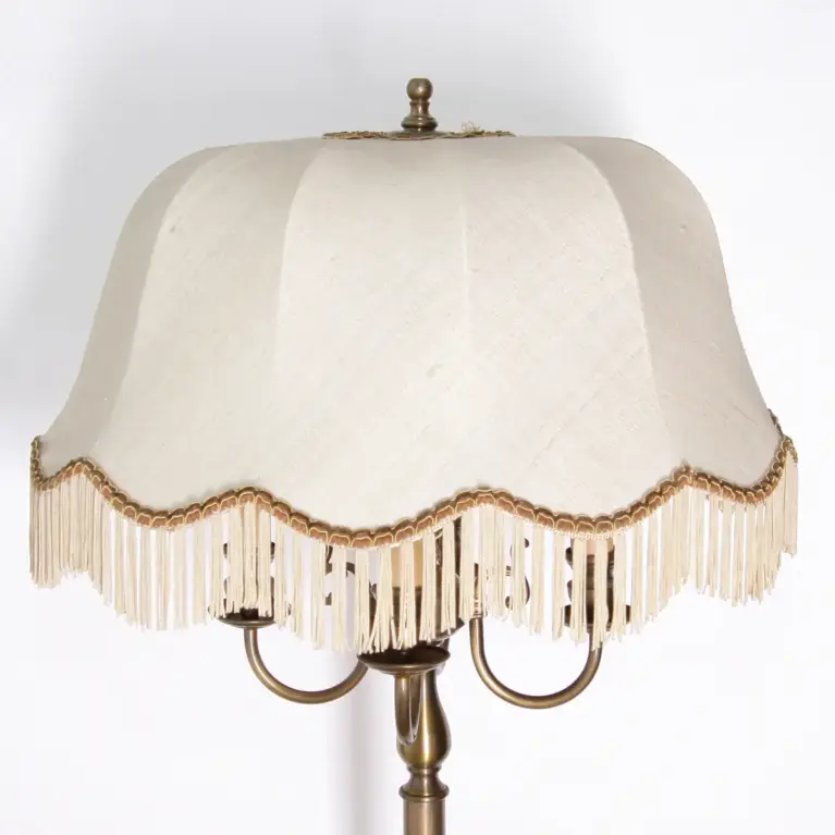 Stehlampe Messing Antik-Gold Beige 160cm 70er Jahre Retro Vintage