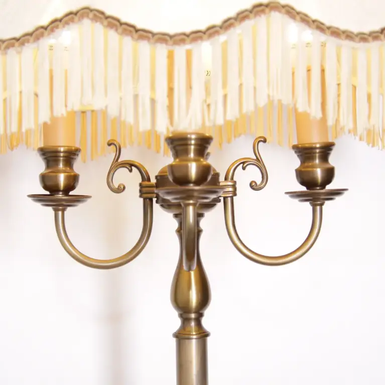 Stehlampe Messing Antik-Gold Beige 160cm 70er Jahre Retro Vintage