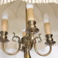 Stehlampe Messing Antik-Gold Beige 160cm 70er Jahre Retro Vintage