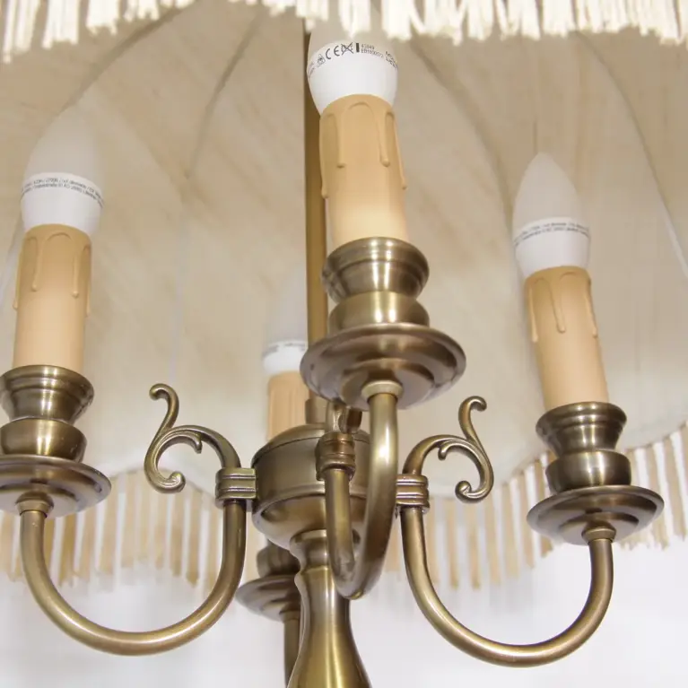 Stehlampe Messing Antik-Gold Beige 160cm 70er Jahre Retro Vintage