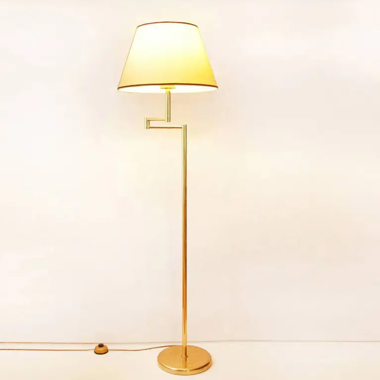 Stehlampe Messing Gold Beige 138cm 80er J Vintage