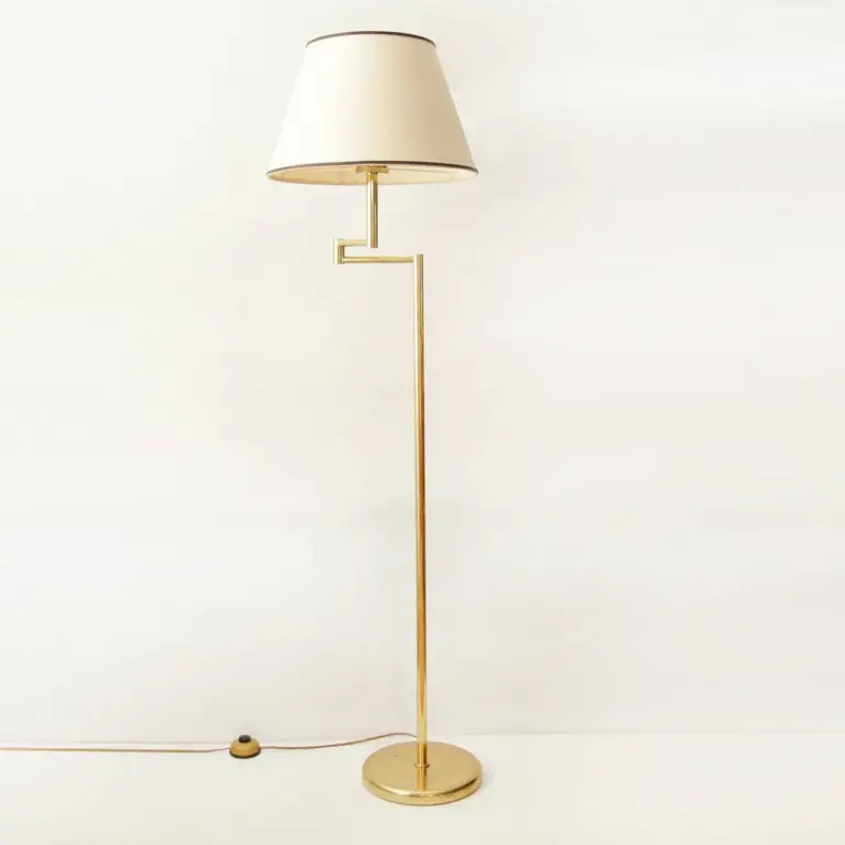 Stehlampe Messing Gold Beige 138cm 80er J Vintage