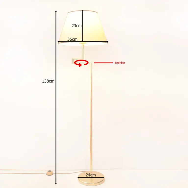 Stehlampe Messing Gold Beige 138cm 80er J Vintage