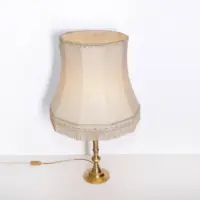 Tischlampe Messing Massiv Fransen 72cm 1980er Jahre Vintage
