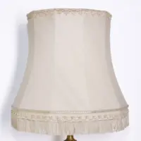 Tischlampe Messing Massiv Fransen 72cm 1980er Jahre Vintage