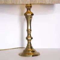 Tischlampe Messing Massiv Fransen 72cm 1980er Jahre Vintage