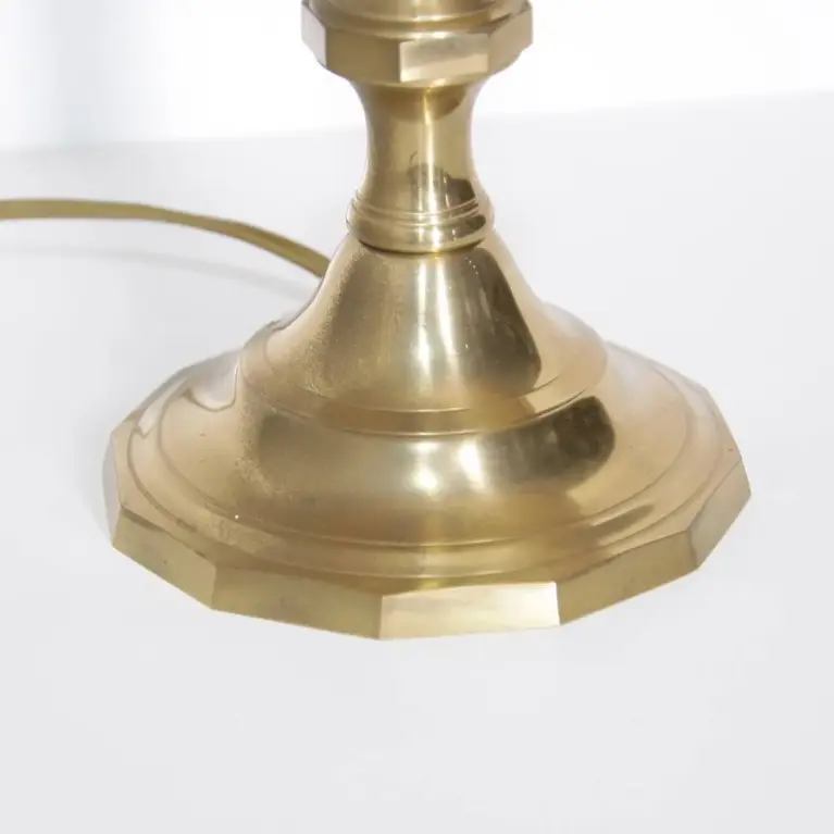 Tischlampe Messing Massiv Fransen 72cm 1980er Jahre Vintage