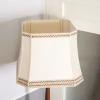 Stehlampe Holz Messing Beige Braun 145cm 70er J Retro Vintage