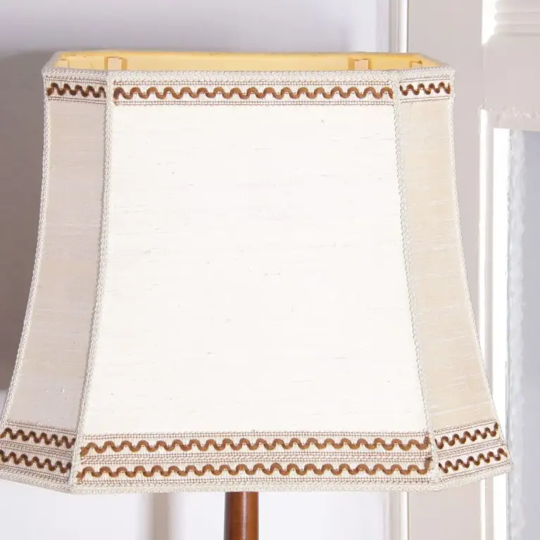 Stehlampe Holz Messing Beige Braun 145cm 70er J Retro Vintage