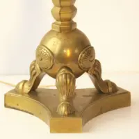 Tischlampe Messing Massiv Fransen 76cm 1970er Jahre Vintage