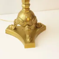 Tischlampe Messing Massiv Fransen 76cm 1970er Jahre Vintage
