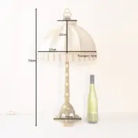 Tischlampe Messing Massiv Fransen 76cm 1970er Jahre Vintage