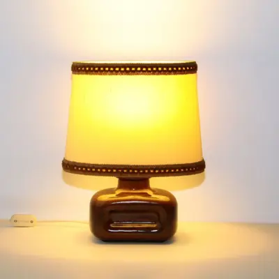 Tischleuchte Tischlampe Keramik Braun Beige 36cm 70er Jahre
