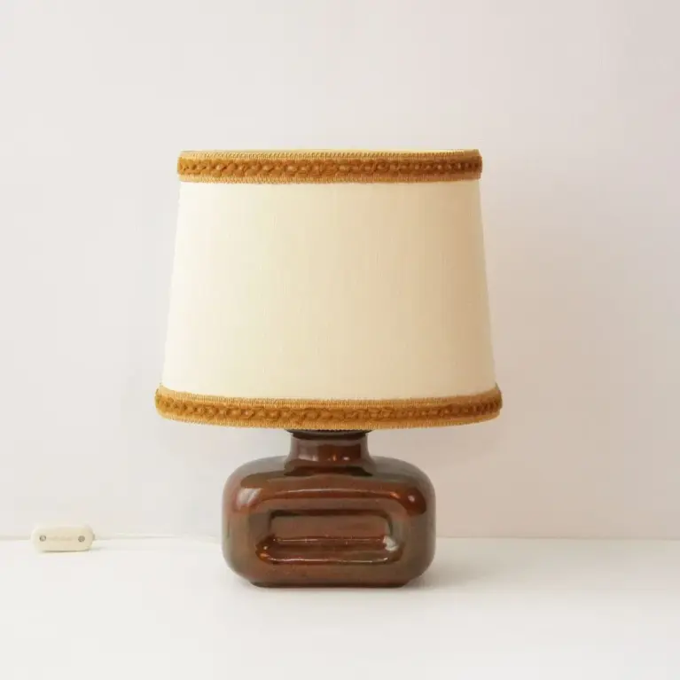 Tischleuchte Tischlampe Keramik Braun Beige 36cm 70er Jahre