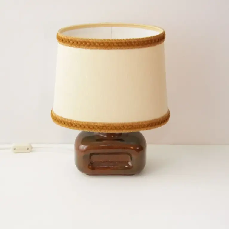 Tischleuchte Tischlampe Keramik Braun Beige 36cm 70er Jahre
