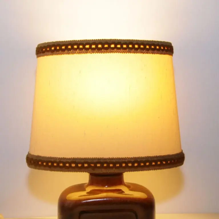 Tischleuchte Tischlampe Keramik Braun Beige 36cm 70er Jahre
