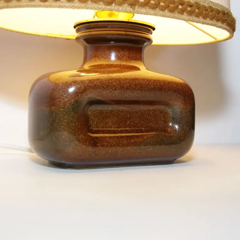 Tischleuchte Tischlampe Keramik Braun Beige 36cm 70er Jahre