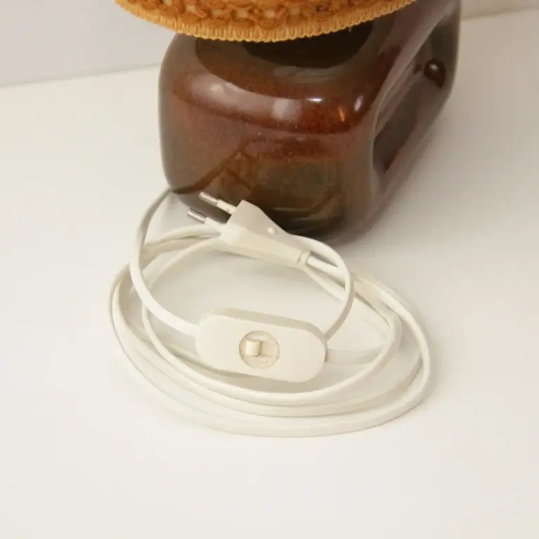 Tischleuchte Tischlampe Keramik Braun Beige 36cm 70er Jahre