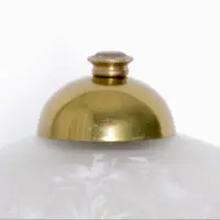 Tischlampe Glasschirm Opalglas Kunstglasperlen 54cm 70er J Retro