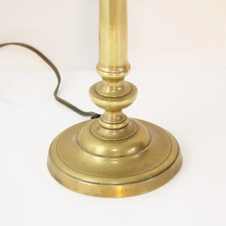 Tischlampe Glasschirm Opalglas Kunstglasperlen 54cm 70er J Retro
