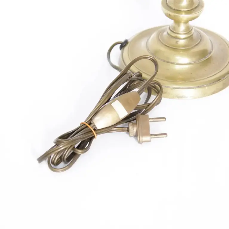 Tischlampe Glasschirm Opalglas Kunstglasperlen 54cm 70er J Retro