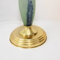 Tischlampe Glasschirm Opalglas Kunststein Messing 46cm 80er J Vintage