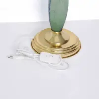Tischlampe Glasschirm Opalglas Kunststein Messing 46cm 80er J Vintage