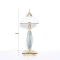 Tischlampe Glasschirm Opalglas Kunststein Messing 46cm 80er J Vintage