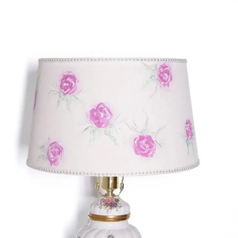 Tischlampe Porzellan Handbemalt 1980er Jahre Vintage